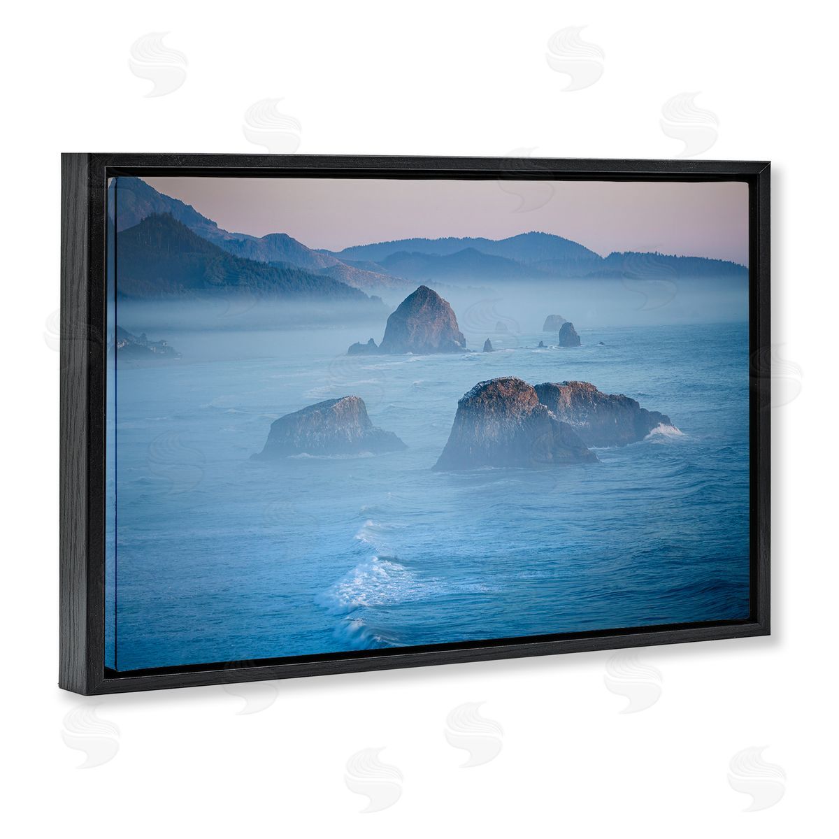 Marty Hulsebos Rocks Protruding from Sea Black Floating Frame Canvas Wall Art Print