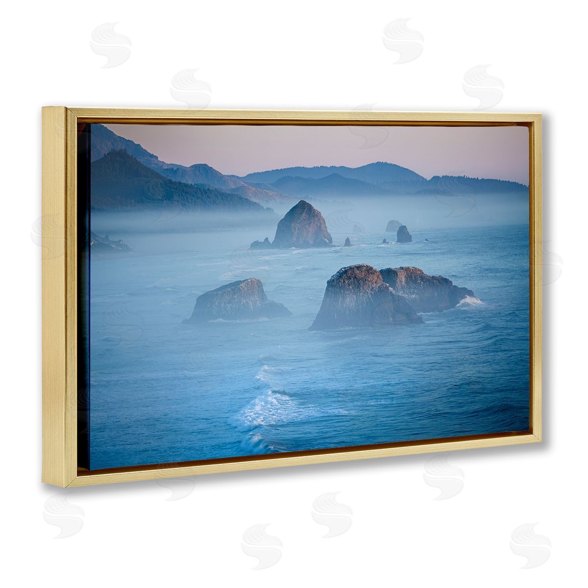 Marty Hulsebos Rocks Protruding from Sea Gold Floating Frame Canvas Wall Art Print