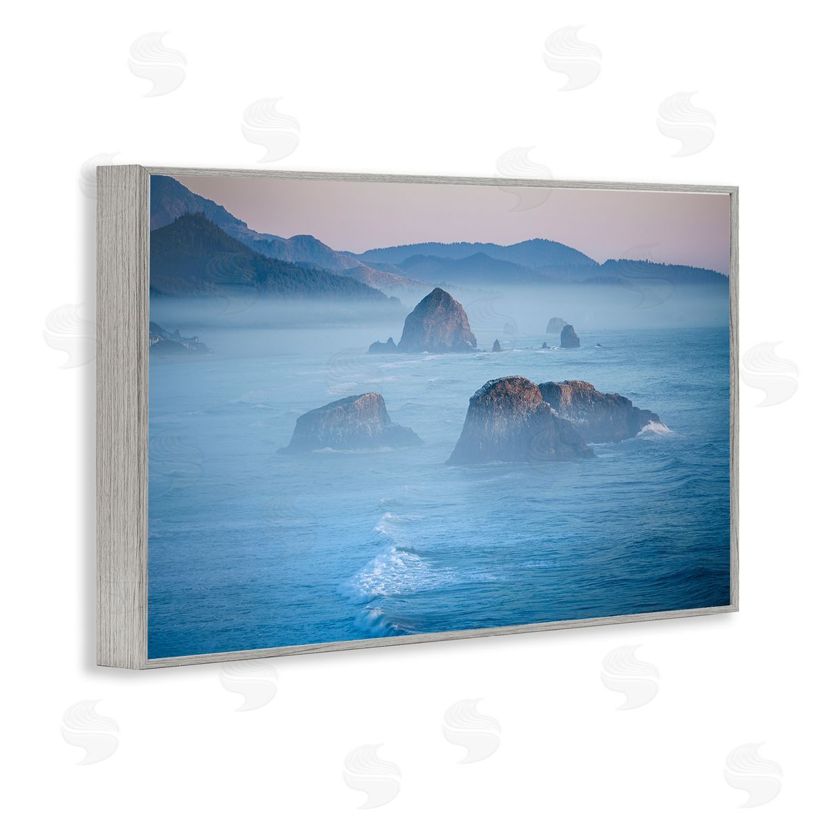 Marty Hulsebos Rocks Protruding from Sea Gray Framed Giclee Wall Art Print