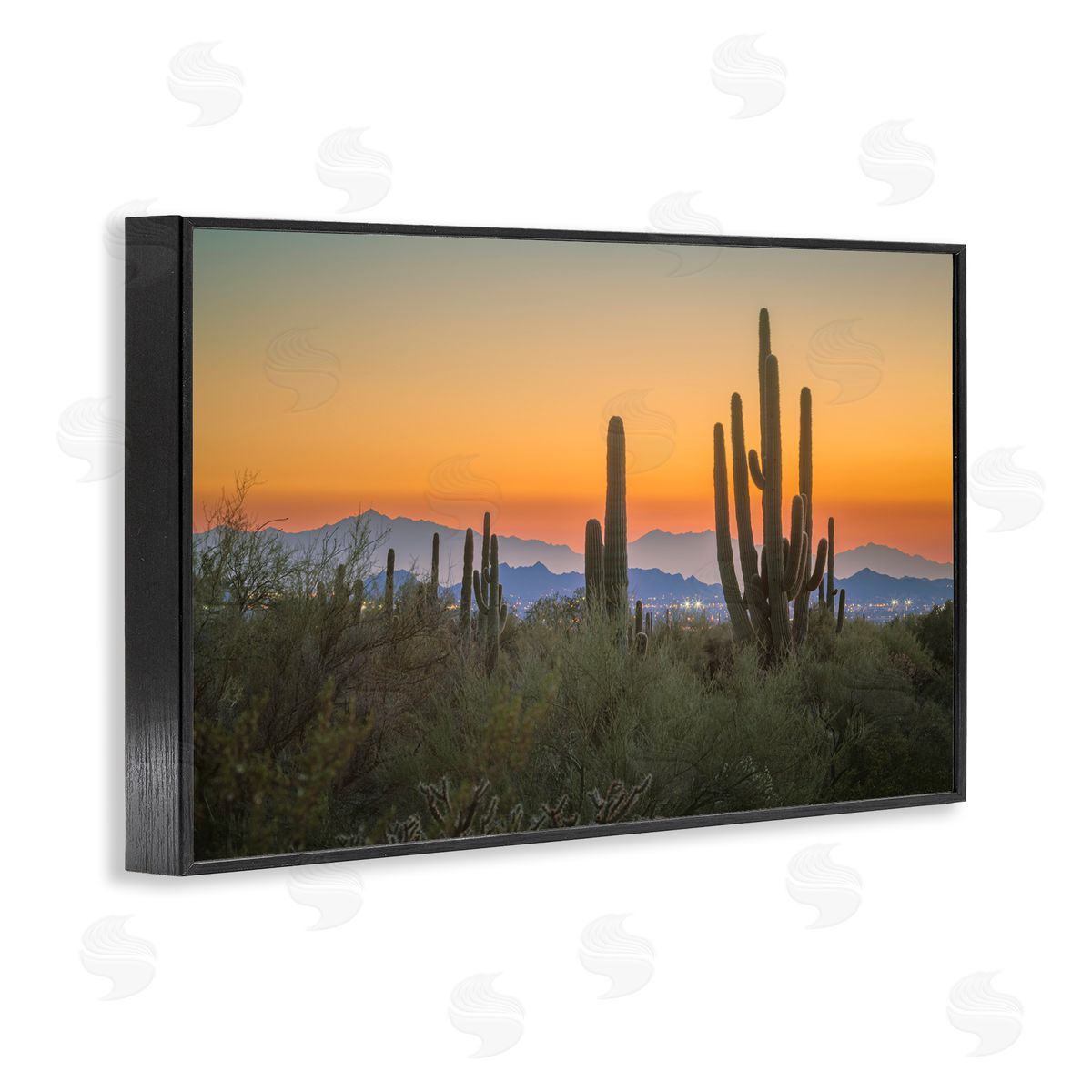Marty Hulsebos Looming Cacti Sunset Black Framed Giclee Wall Art Print
