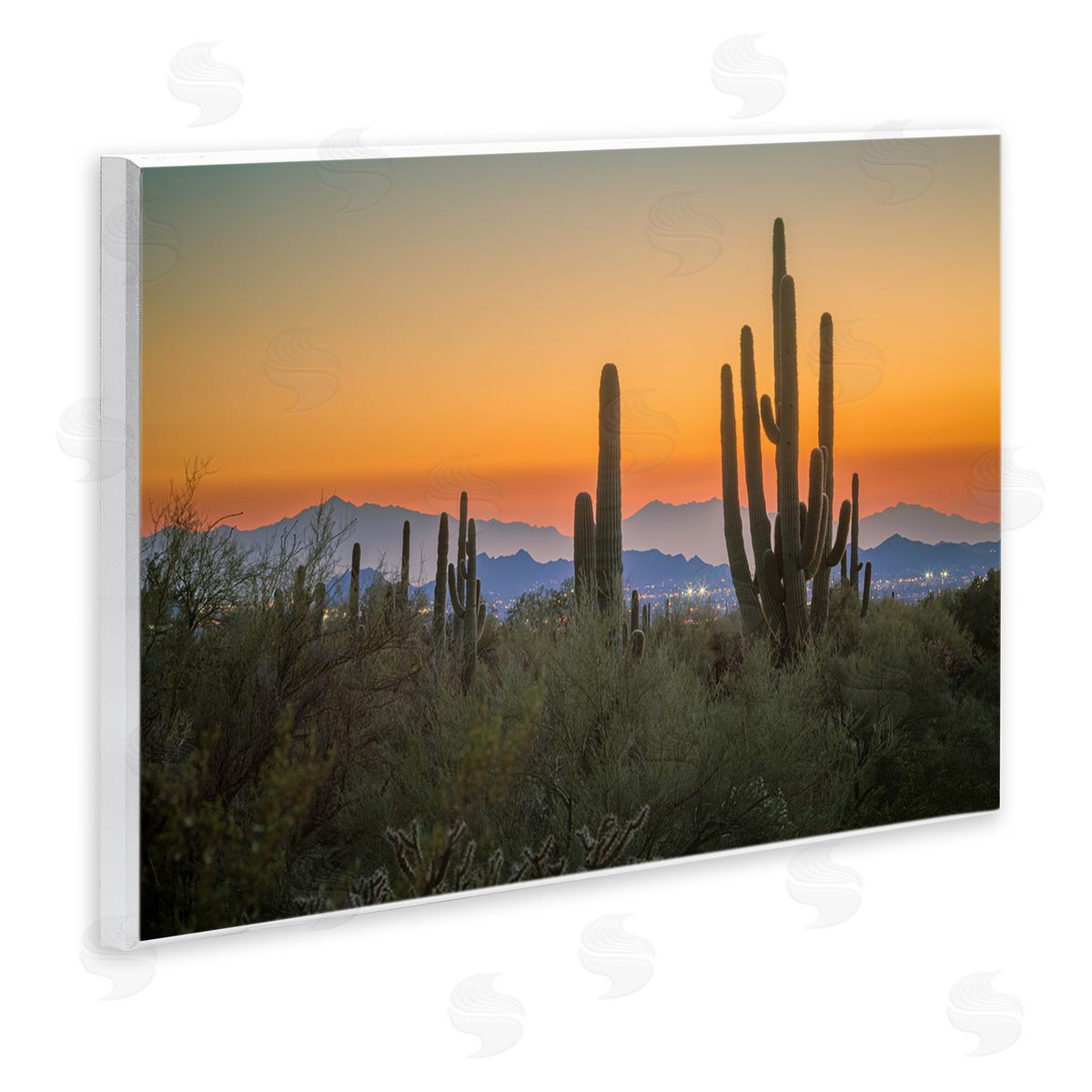 Marty Hulsebos Looming Cacti Sunset Wooden Wall Plaque Art Print