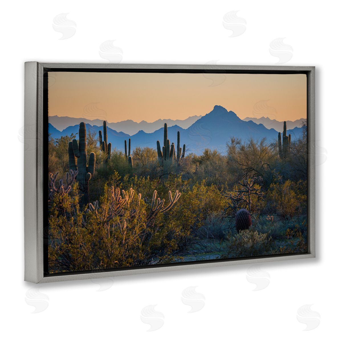 Marty Hulsebos Contrasting Desertscape Scene Gray Floating Frame Canvas Wall Art Print