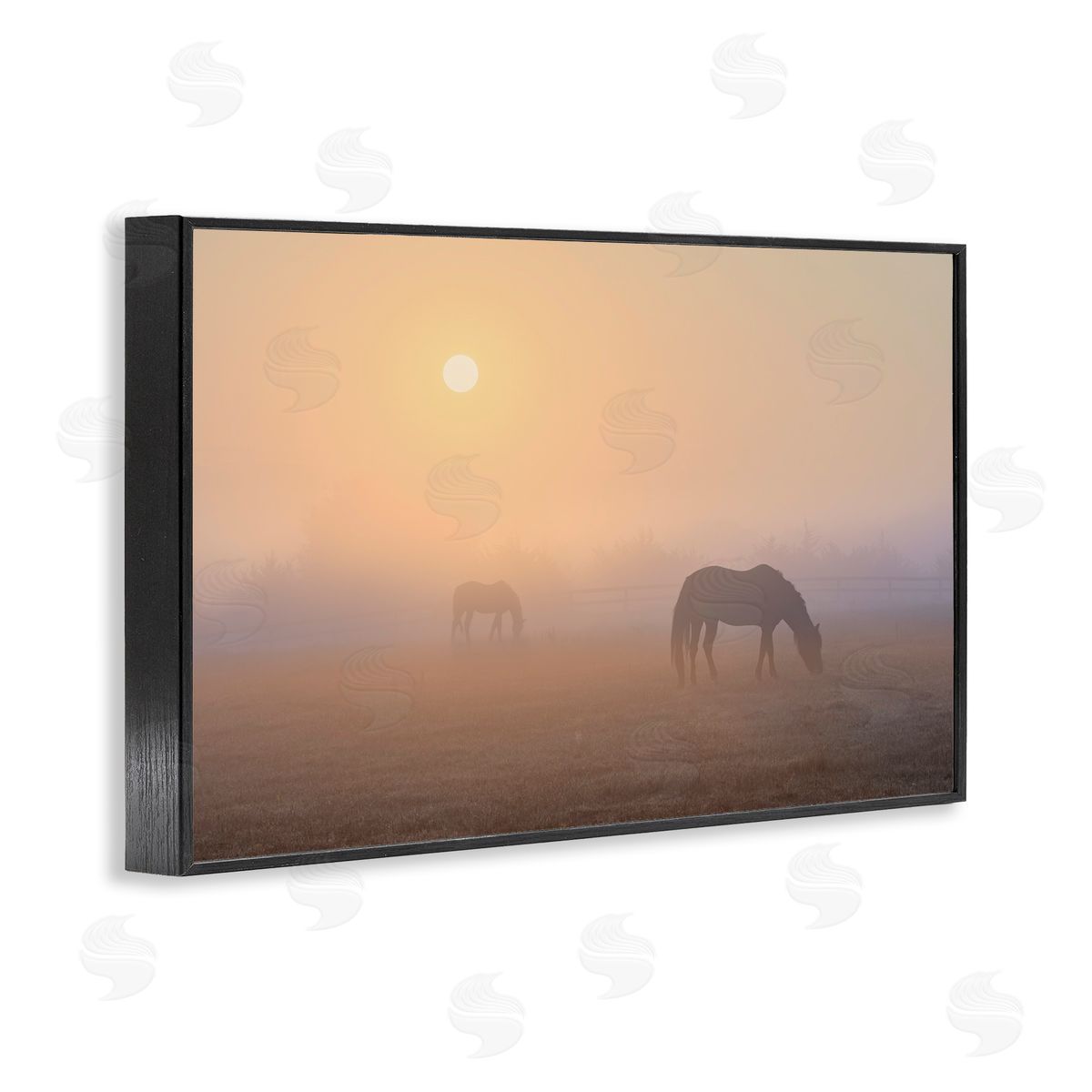 Marty Hulsebos Misty Sunlit Horses Black Framed Giclee Wall Art Print