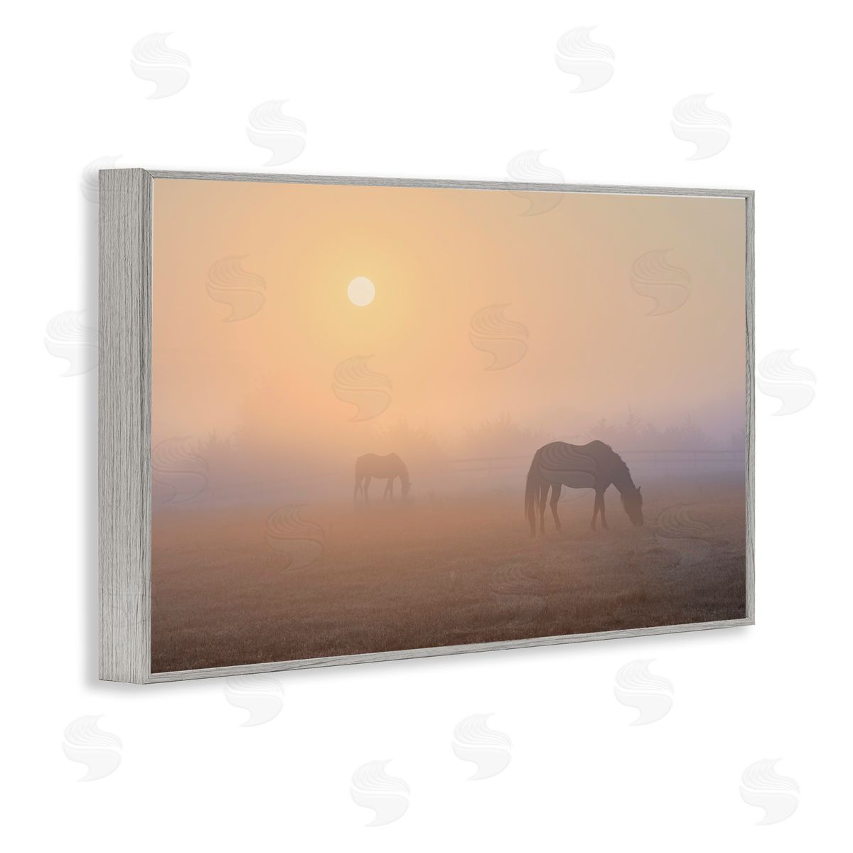 Marty Hulsebos Misty Sunlit Horses Gray Framed Giclee Wall Art Print