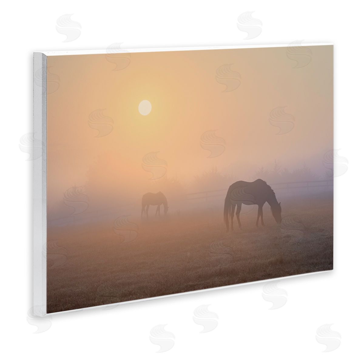 Marty Hulsebos Misty Sunlit Horses Wooden Wall Plaque Art Print