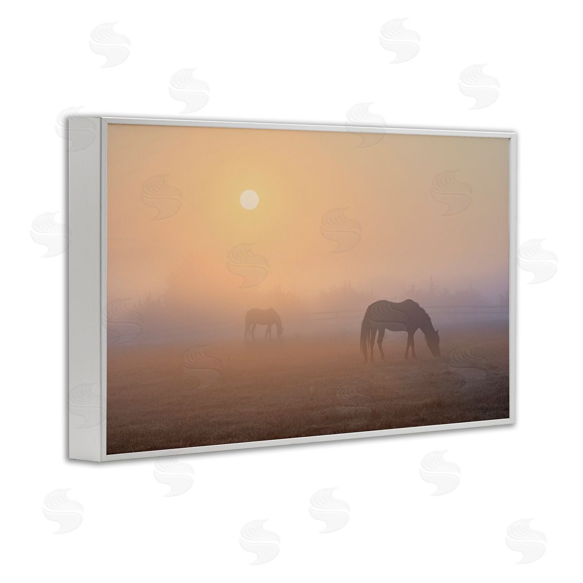 Marty Hulsebos Misty Sunlit Horses White Framed Giclee Wall Art Print