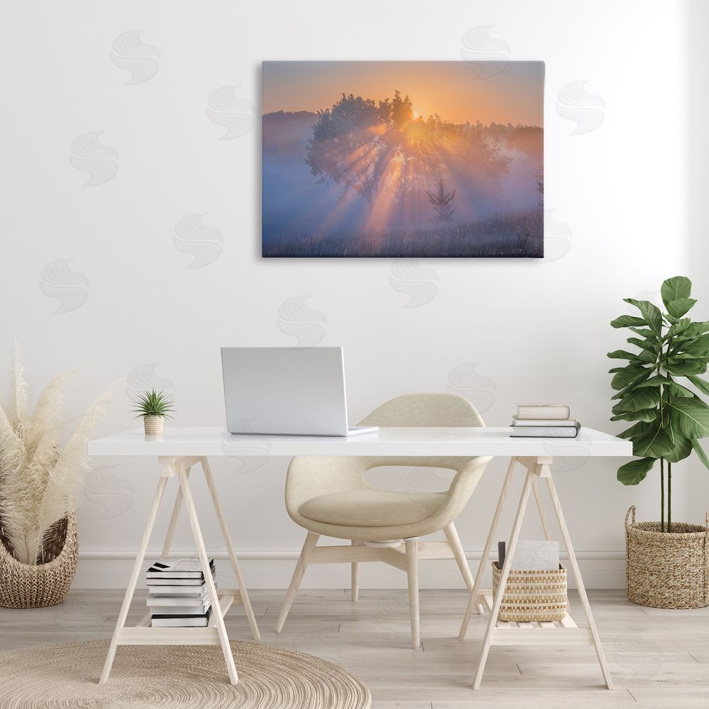 Marty Hulsebos Sun Rays Peeking Landscape Canvas Wall Art Print in Room