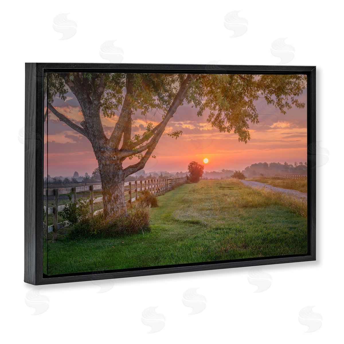 Marty Hulsebos Bold Sunrise in Countryside Black Floating Frame Canvas Wall Art Print