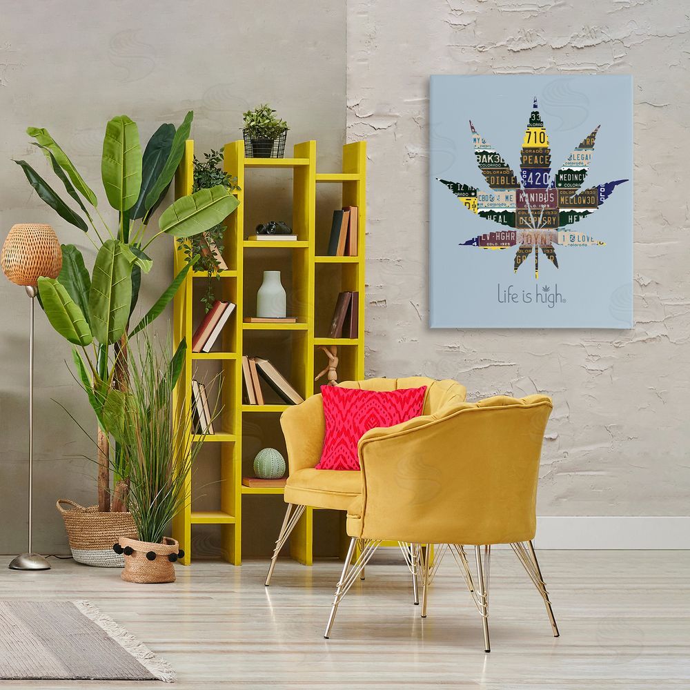 Higher Learning/Life Is High Life Is High with Plant Canvas Wall Art Print in Room