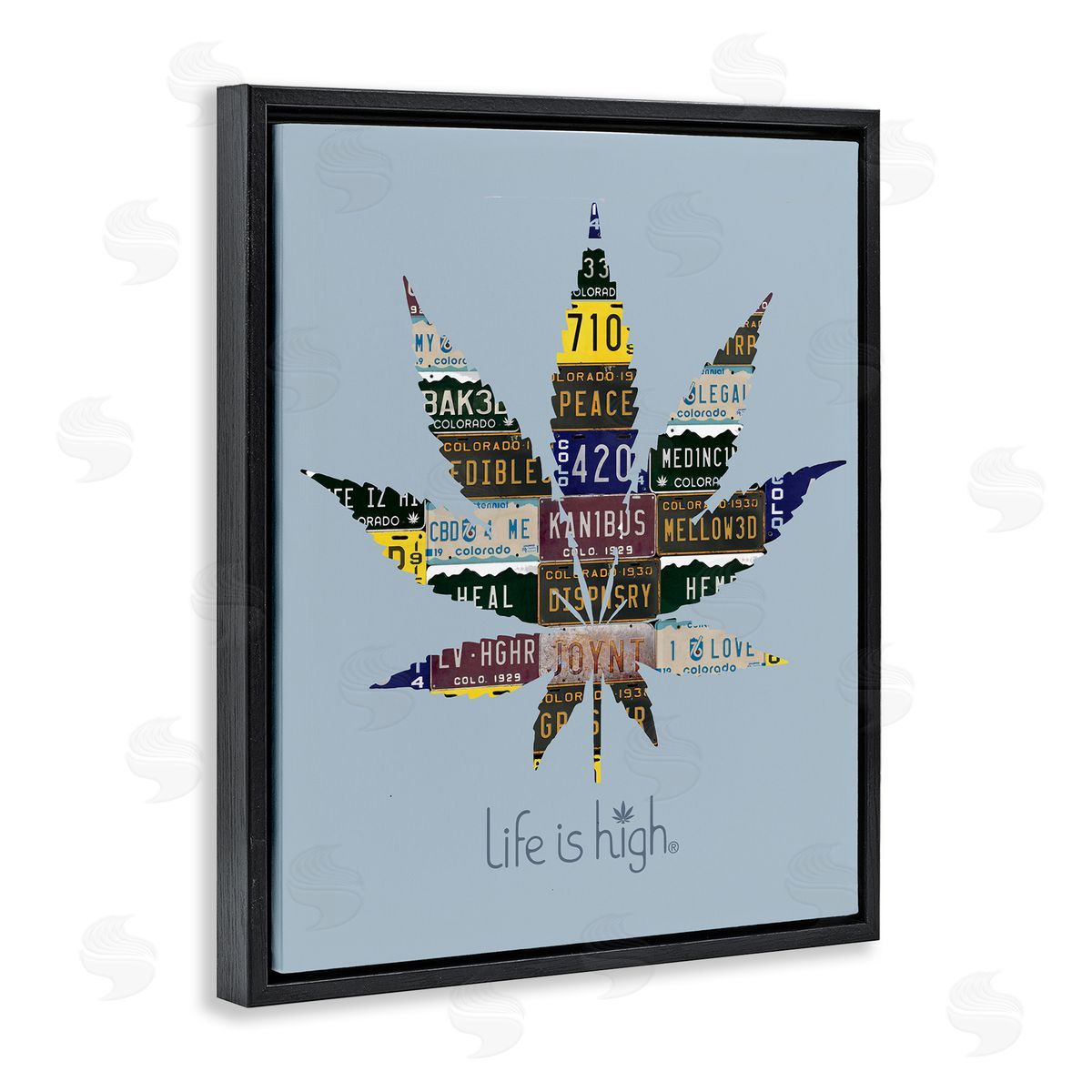 Higher Learning/Life Is High Life Is High with Plant Black Floating Frame Canvas Wall Art Print