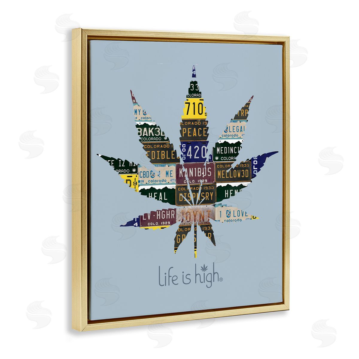 Higher Learning/Life Is High Life Is High with Plant Gold Floating Frame Canvas Wall Art Print