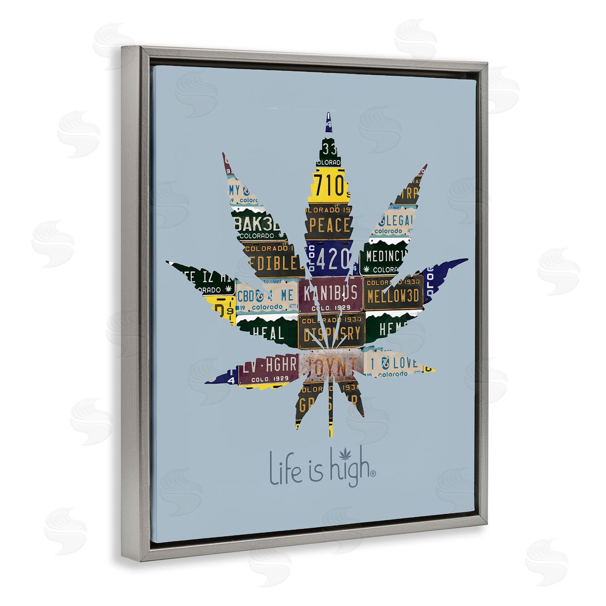 Higher Learning/Life Is High Life Is High with Plant Gray Floating Frame Canvas Wall Art Print