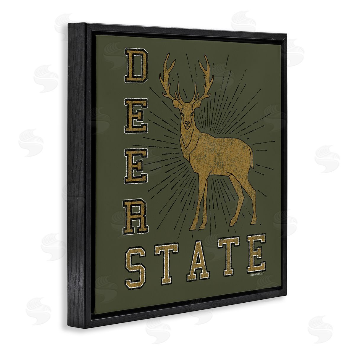 Spirit Animals/Life Is High Vintage Deer State Black Floating Frame Canvas Wall Art Print