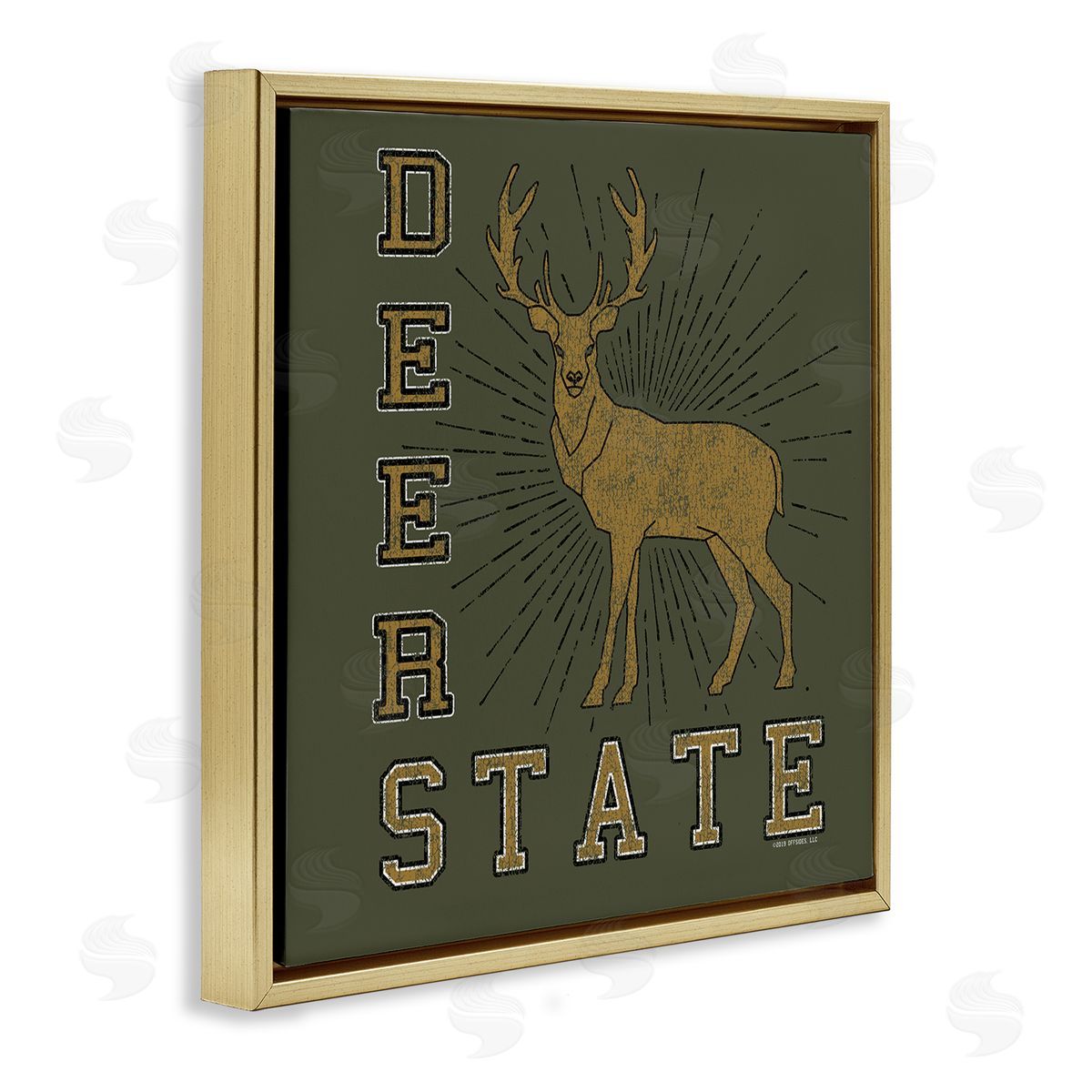 Spirit Animals/Life Is High Vintage Deer State Gold Floating Frame Canvas Wall Art Print
