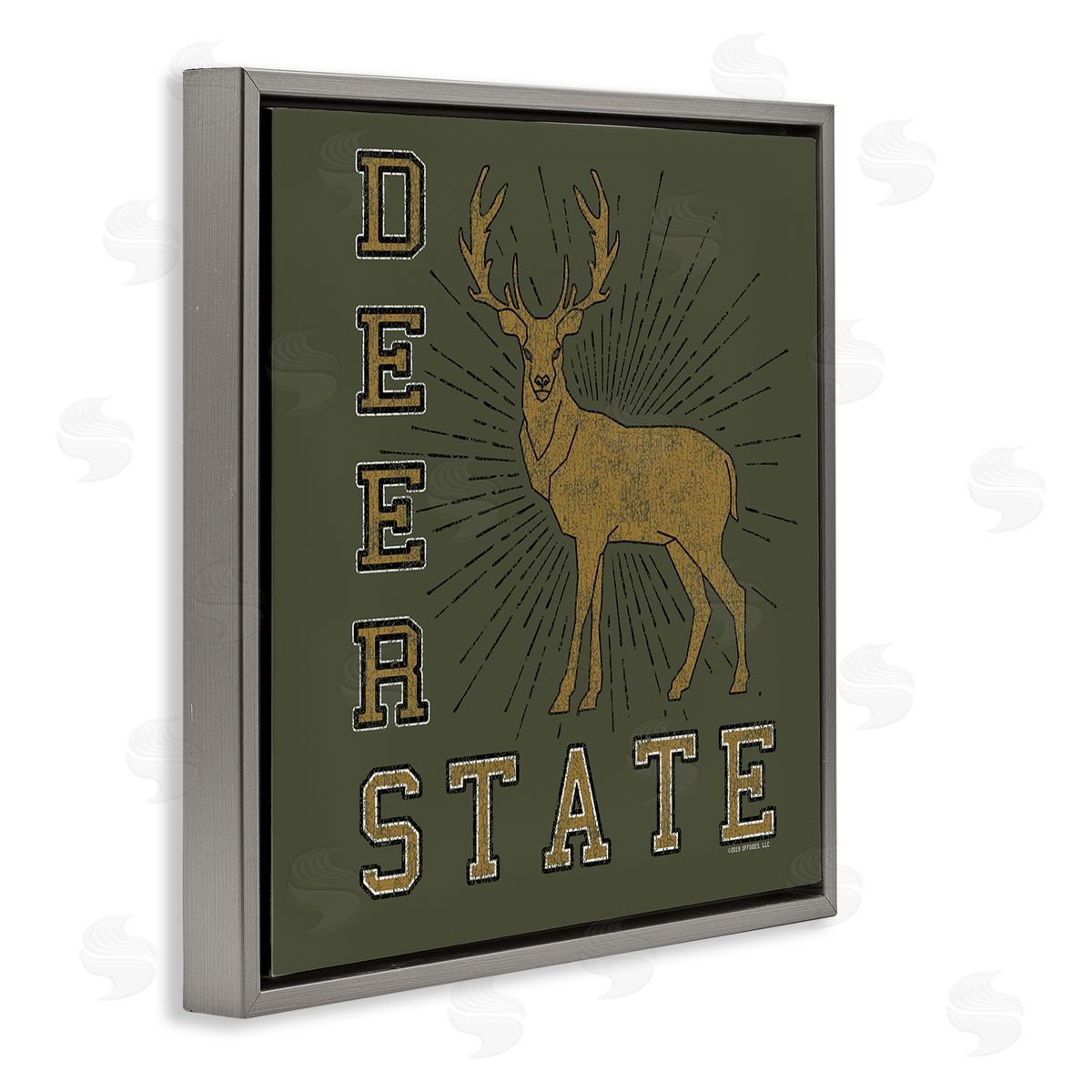 Spirit Animals/Life Is High Vintage Deer State Gray Floating Frame Canvas Wall Art Print
