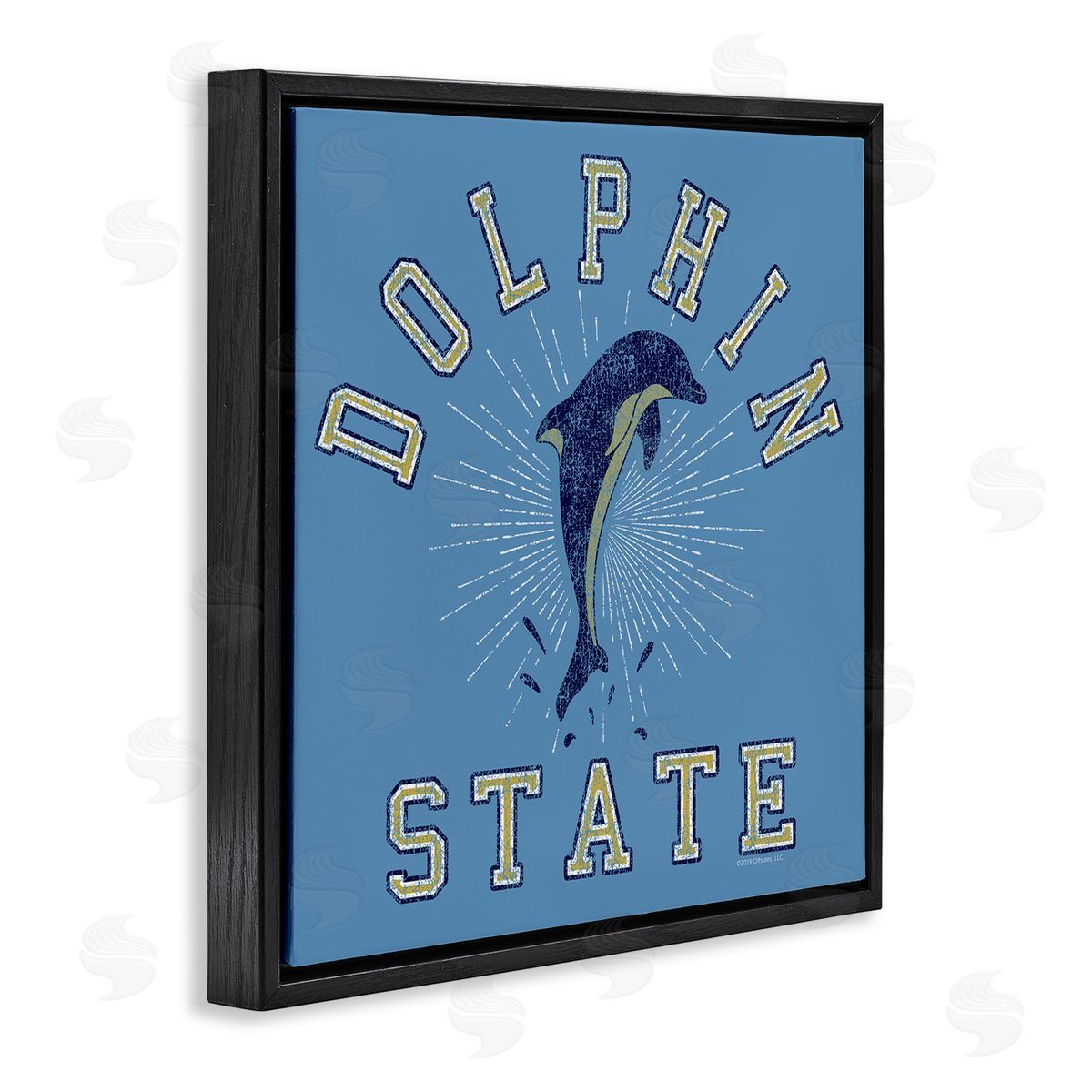 Spirit Animals/Life Is High Vintage Dolphin State Black Floating Frame Canvas Wall Art Print