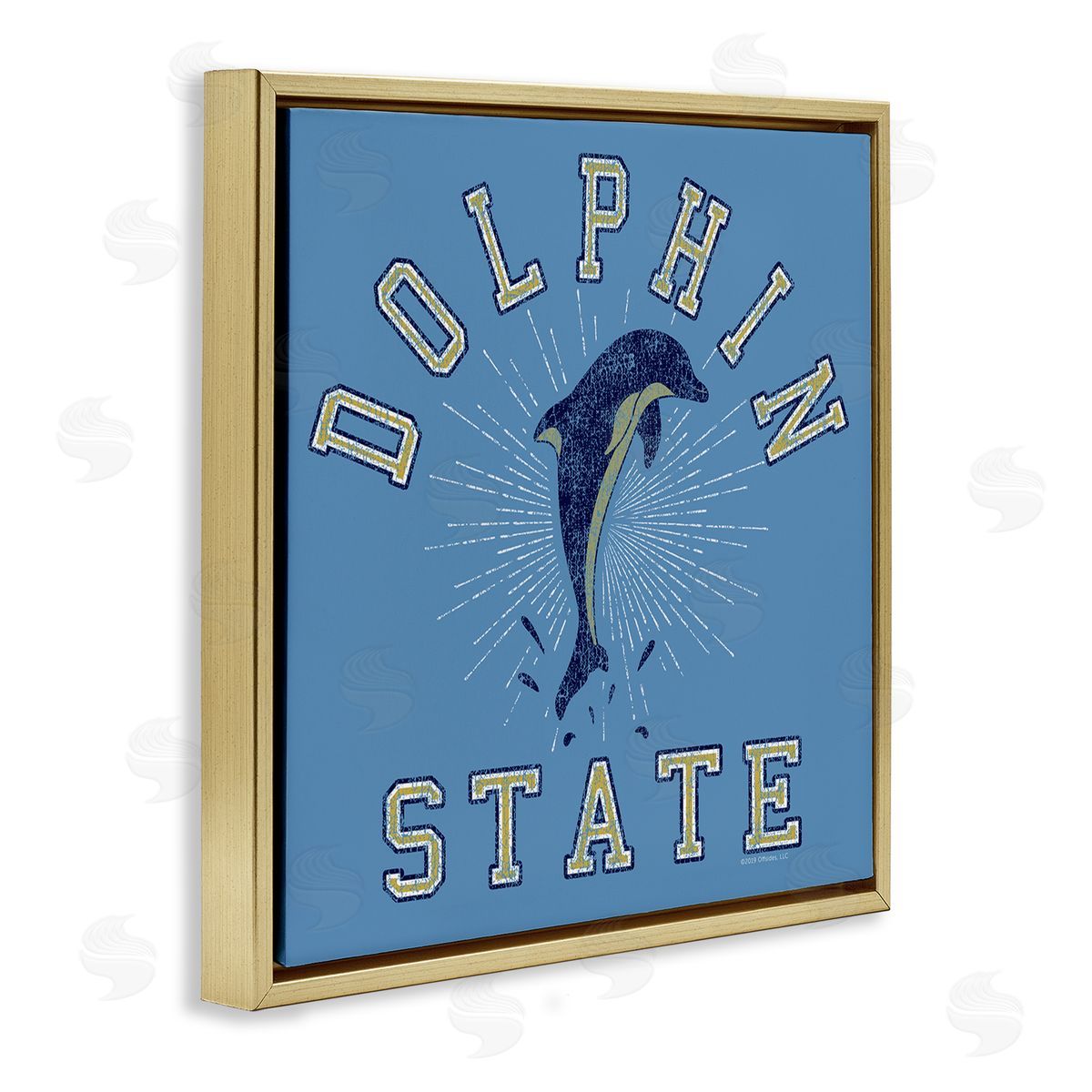 Spirit Animals/Life Is High Vintage Dolphin State Gold Floating Frame Canvas Wall Art Print