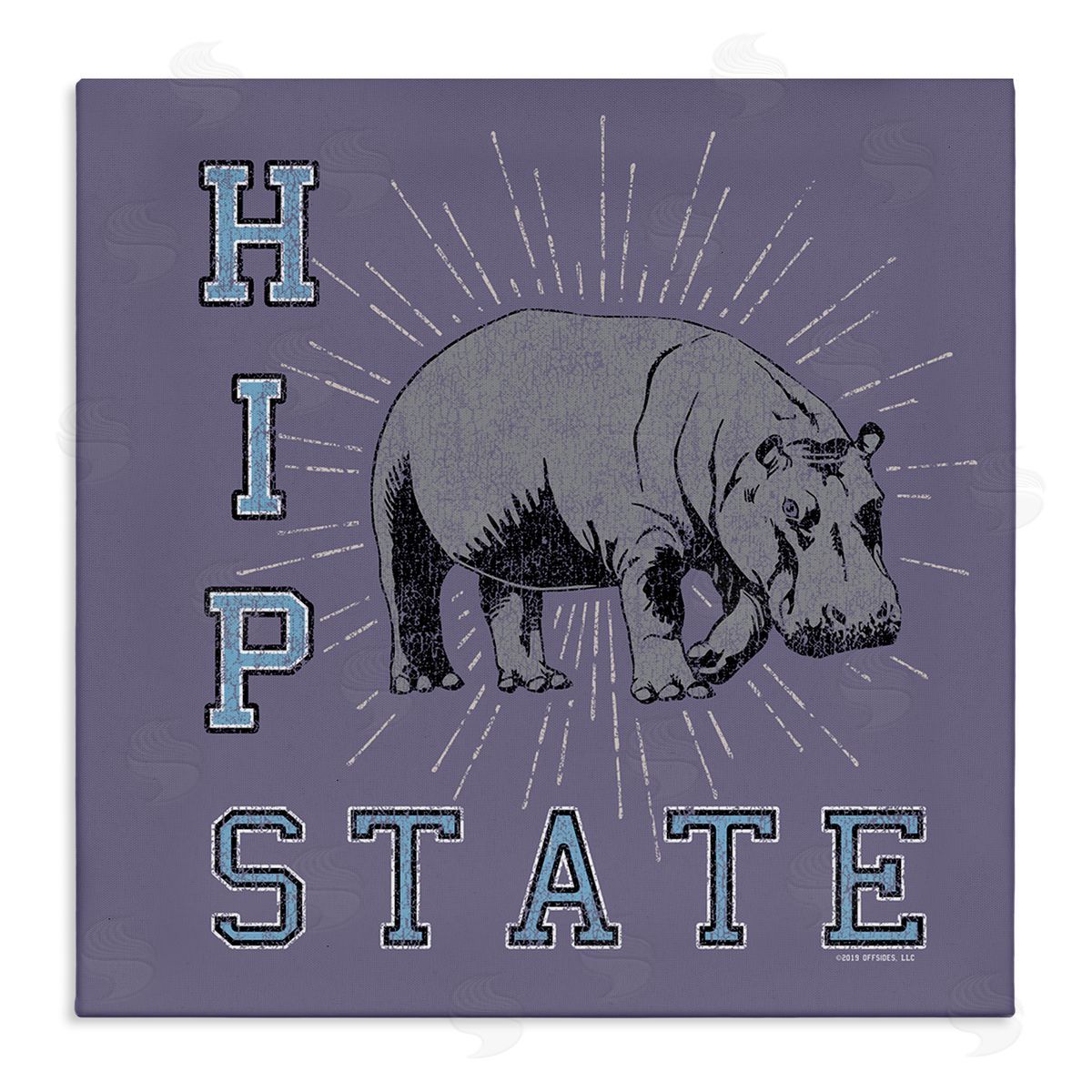 Spirit Animals/Life Is High Vintage Hippo State Canvas Wall Art Print