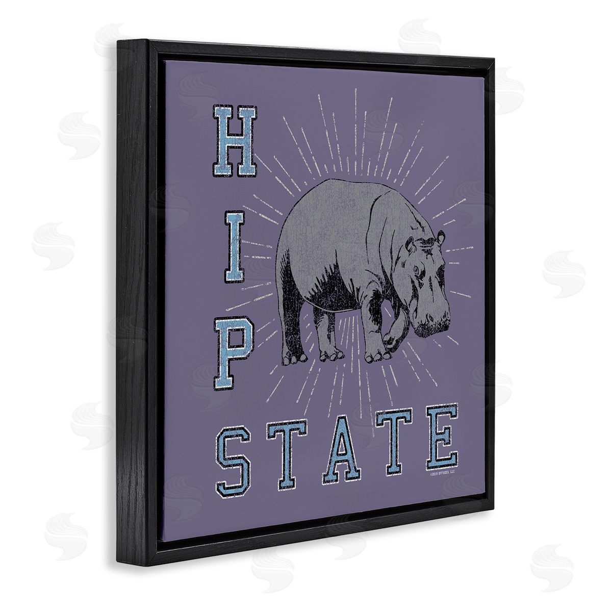 Spirit Animals/Life Is High Vintage Hippo State Black Floating Frame Canvas Wall Art Print