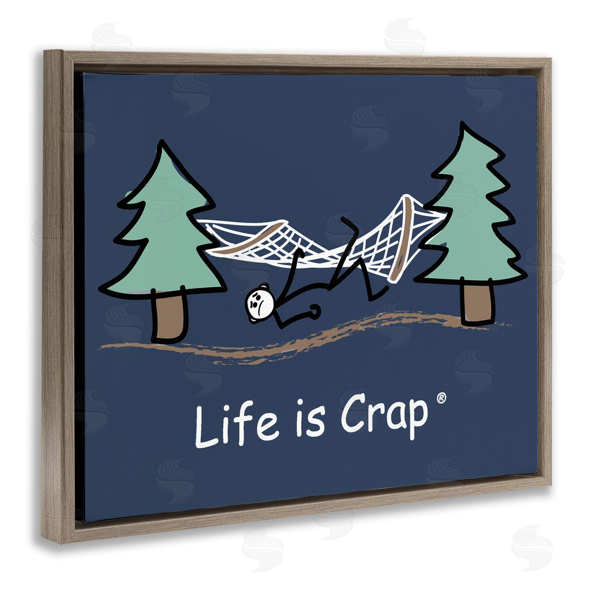 LIC Life Is Crap Hammock Brown Floating Frame Canvas Wall Art Print