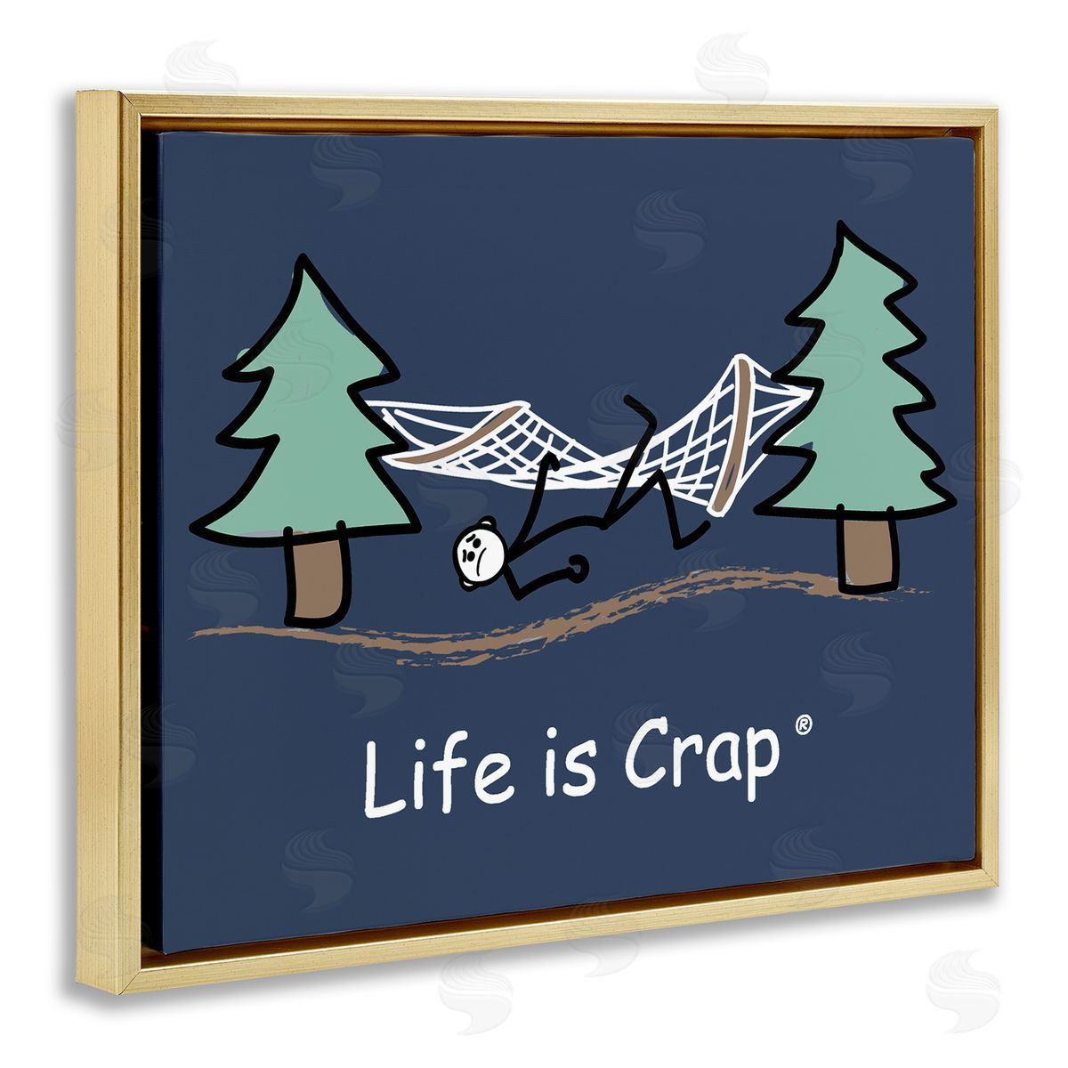 LIC Life Is Crap Hammock Gold Floating Frame Canvas Wall Art Print