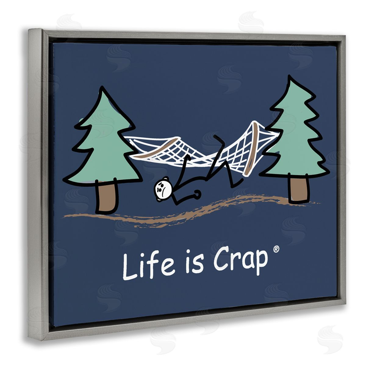 LIC Life Is Crap Hammock Gray Floating Frame Canvas Wall Art Print