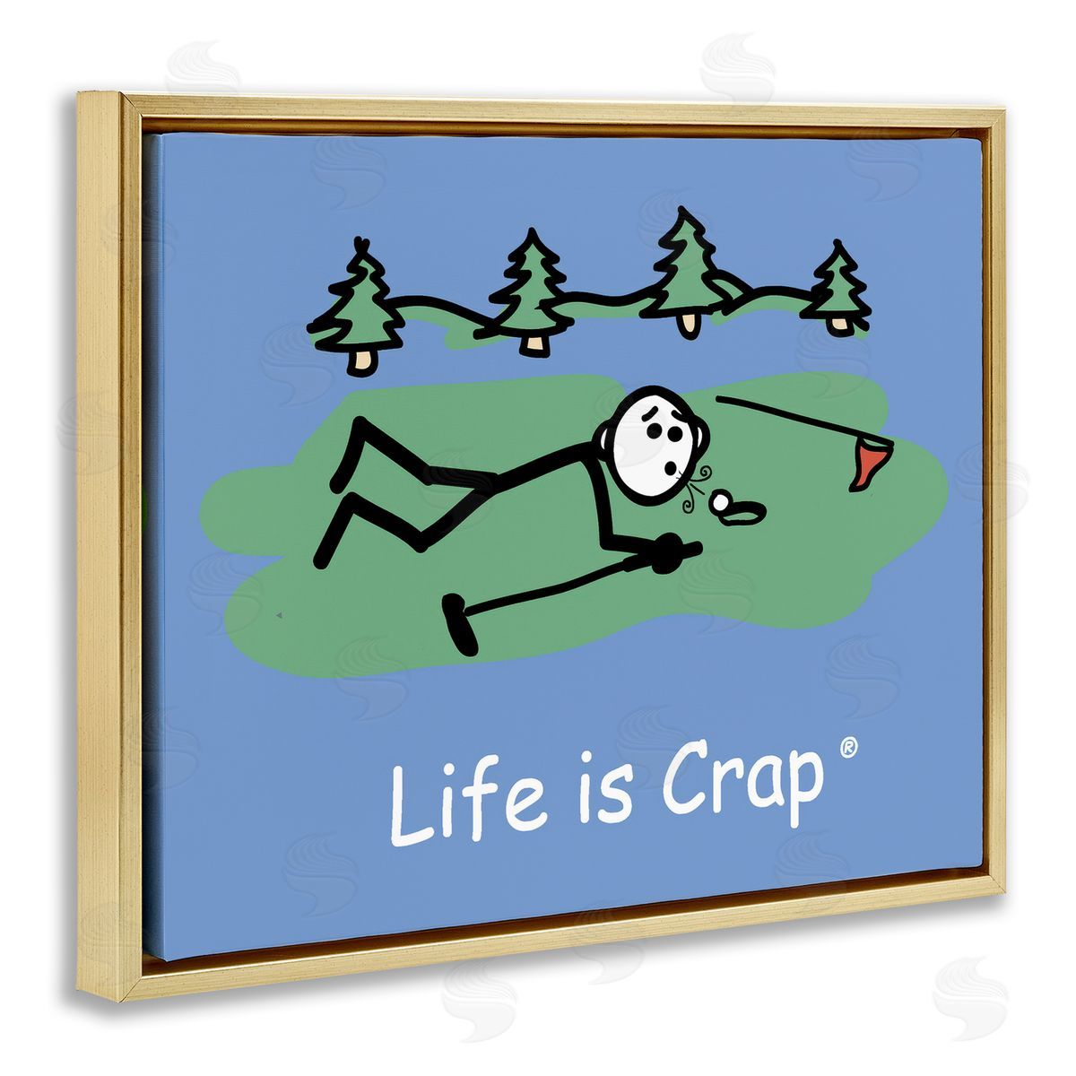 LIC Funny Golf Blow Gold Floating Frame Canvas Wall Art Print