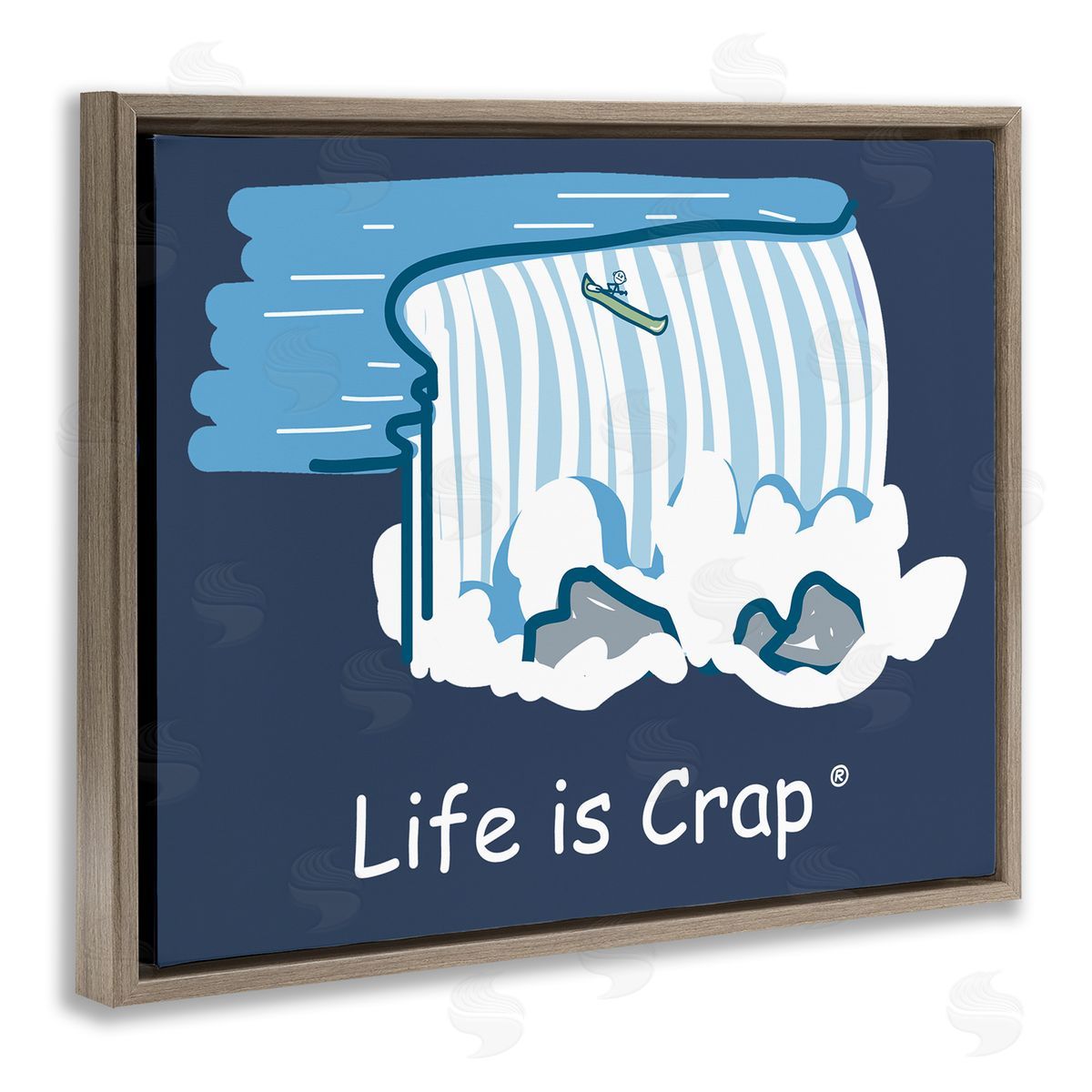 LIC Funny Canoe Falls Brown Floating Frame Canvas Wall Art Print