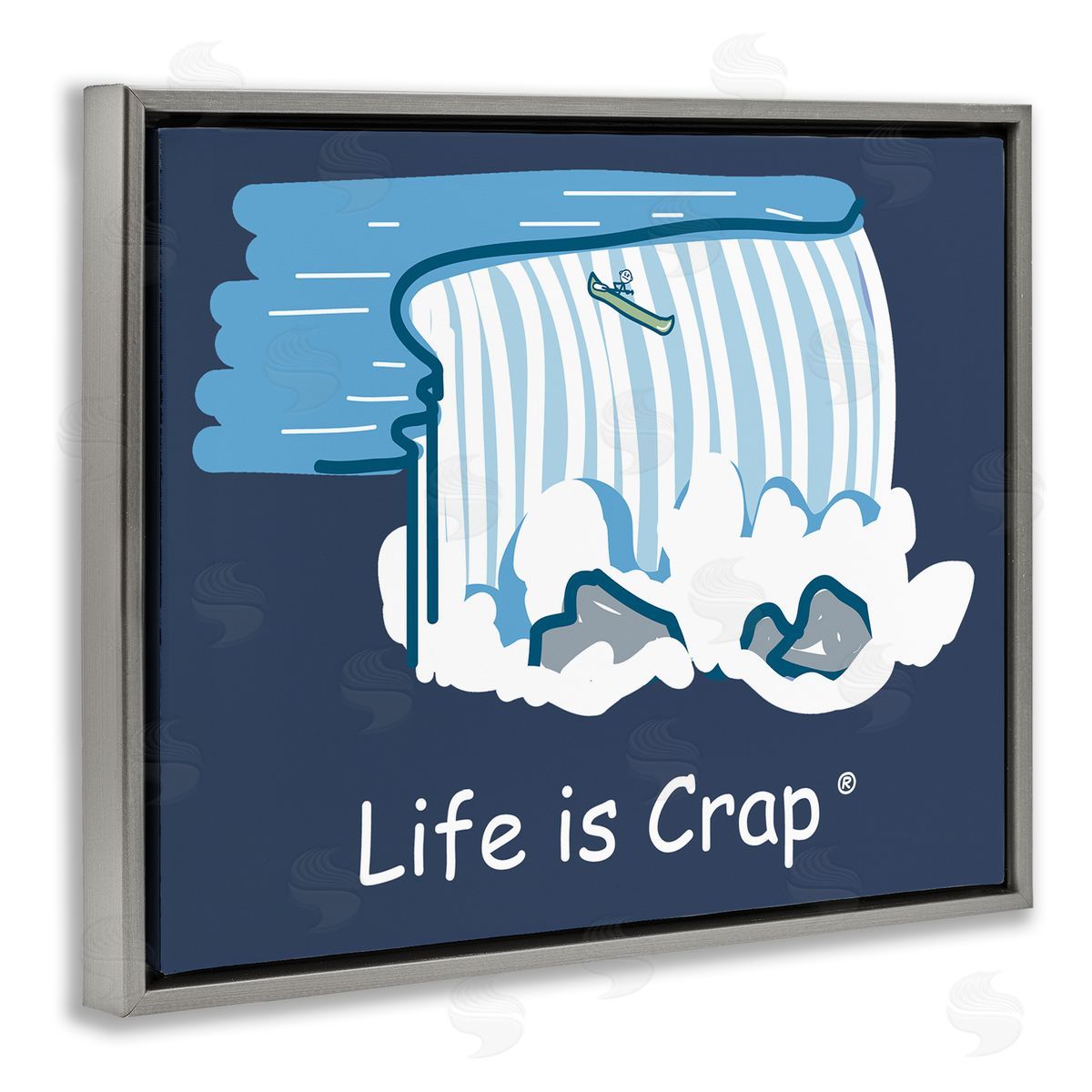 LIC Funny Canoe Falls Gray Floating Frame Canvas Wall Art Print