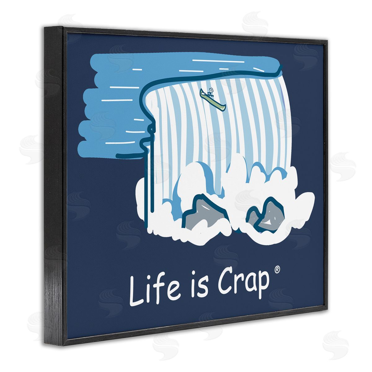 LIC Funny Canoe Falls Black Framed Giclee Wall Art Print