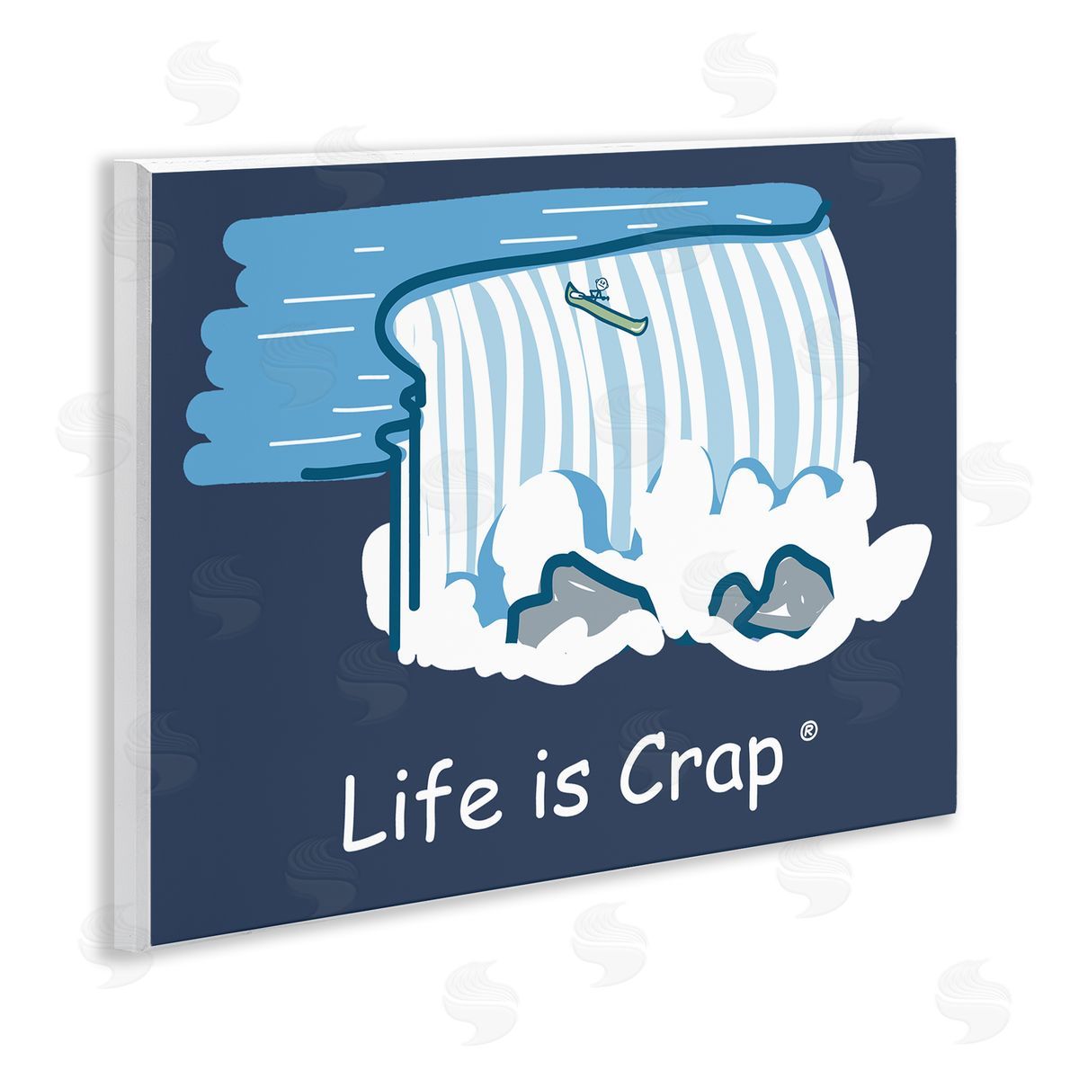 LIC Funny Canoe Falls Wooden Wall Plaque Art Print