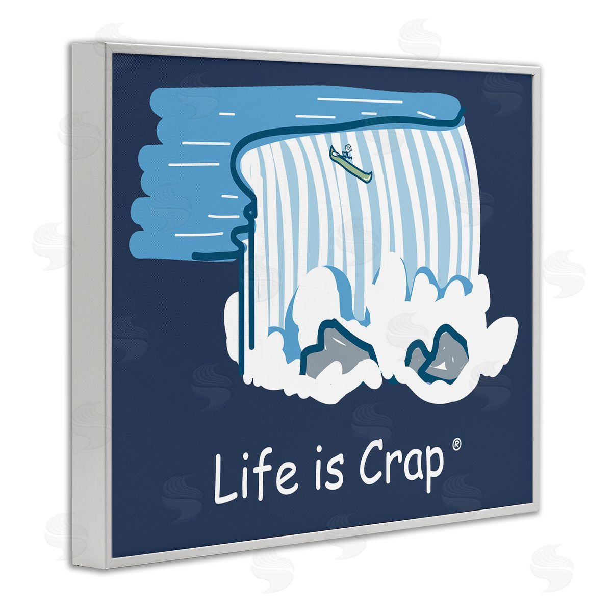 LIC Funny Canoe Falls White Framed Giclee Wall Art Print