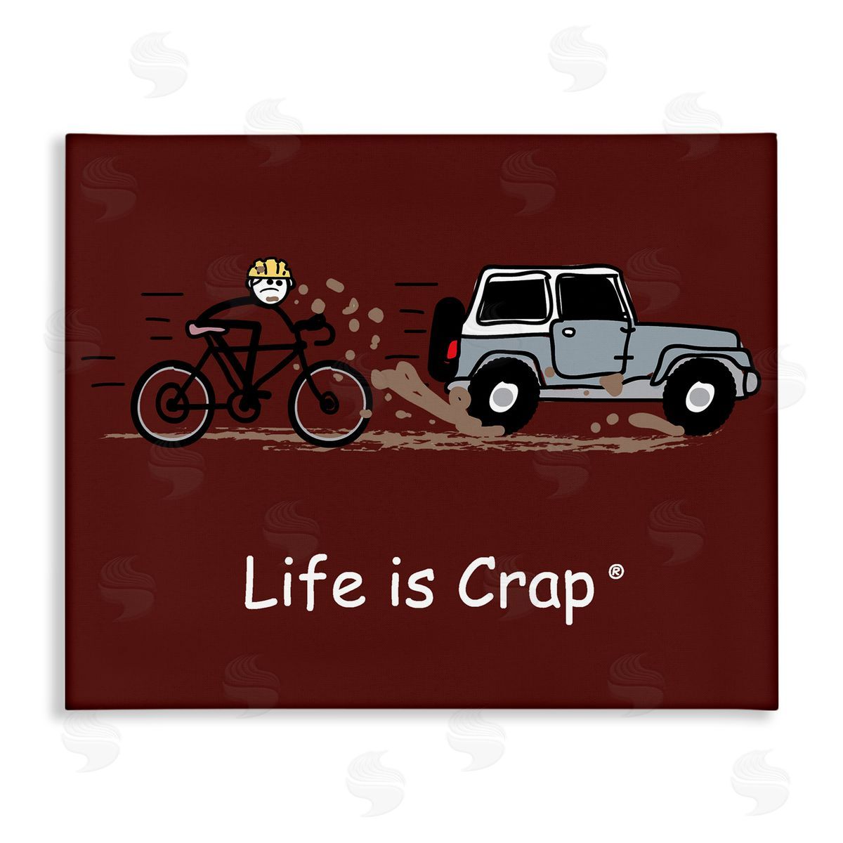 LIC Muddy Road Biker Canvas Wall Art Print