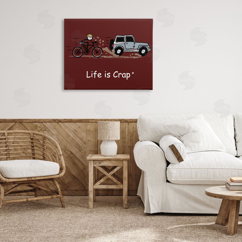 LIC Muddy Road Biker Canvas Wall Art Print in Room