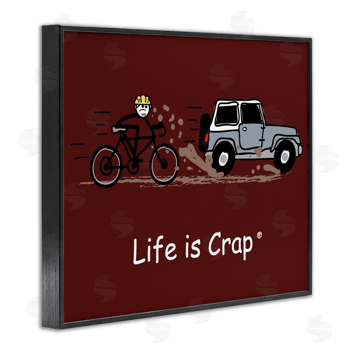 LIC Muddy Road Biker Black Framed Giclee Wall Art Print