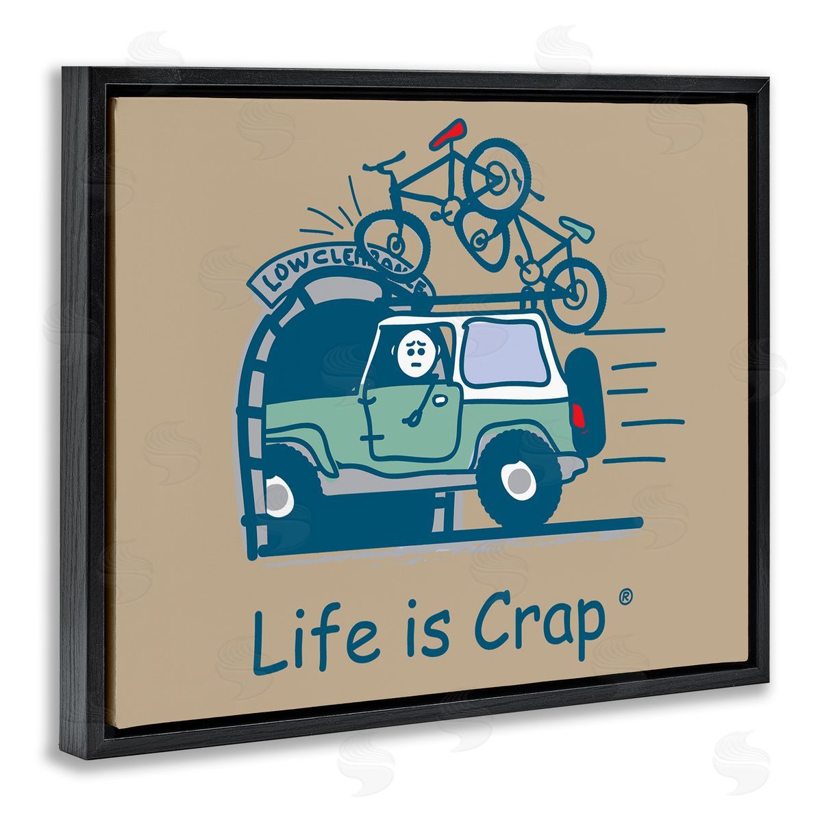 LIC Falling Bikes Overpass Black Floating Frame Canvas Wall Art Print