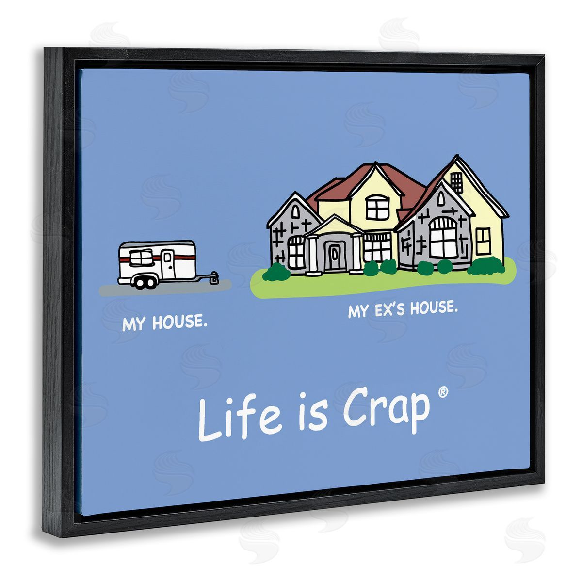 LIC Funny My House Black Floating Frame Canvas Wall Art Print