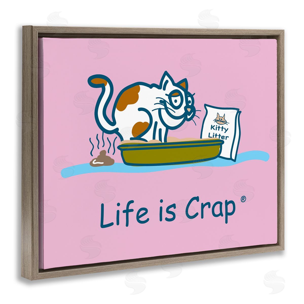 LIC Kitty Litter Funny Brown Floating Frame Canvas Wall Art Print