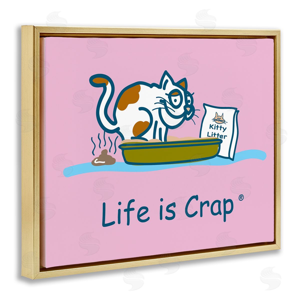 LIC Kitty Litter Funny Gold Floating Frame Canvas Wall Art Print