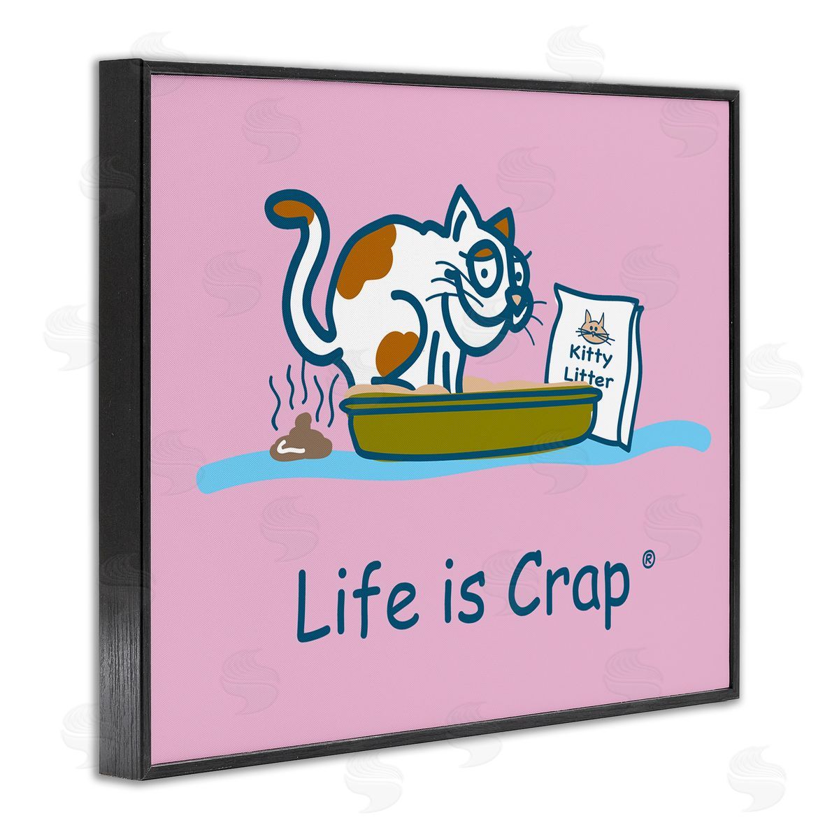 LIC Kitty Litter Funny Black Framed Giclee Wall Art Print