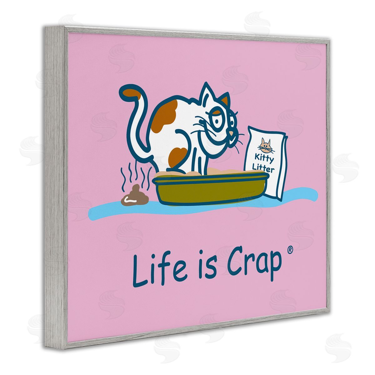 LIC Kitty Litter Funny Gray Framed Giclee Wall Art Print