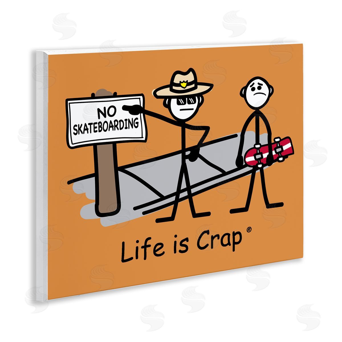 LIC No Skateboarding Sign Wooden Wall Plaque Art Print