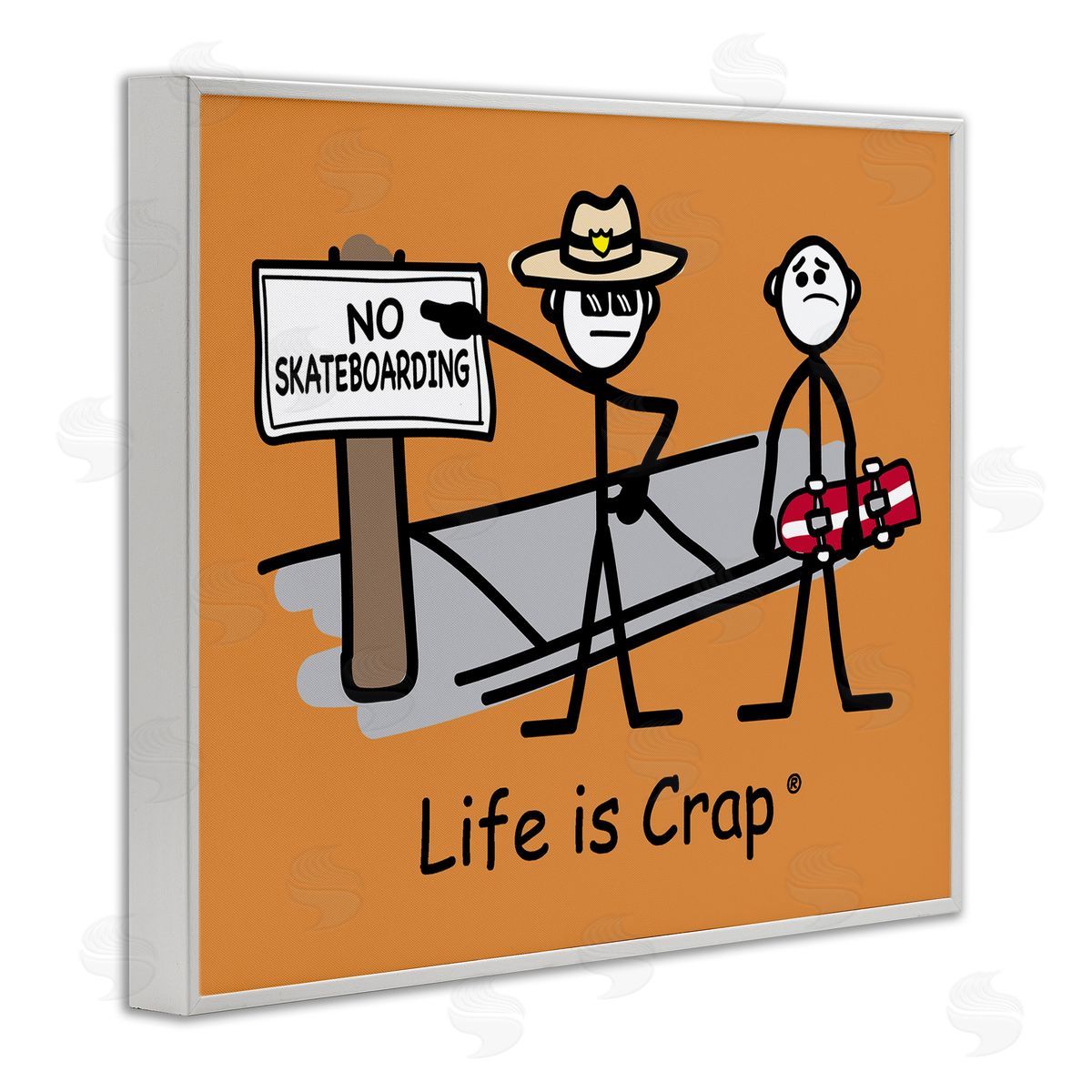 LIC No Skateboarding Sign White Framed Giclee Wall Art Print