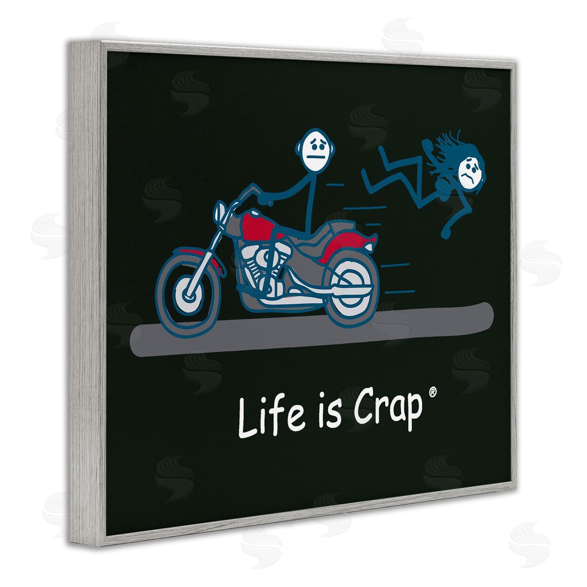 LIC Funny Motorcycle Babe Gray Framed Giclee Wall Art Print