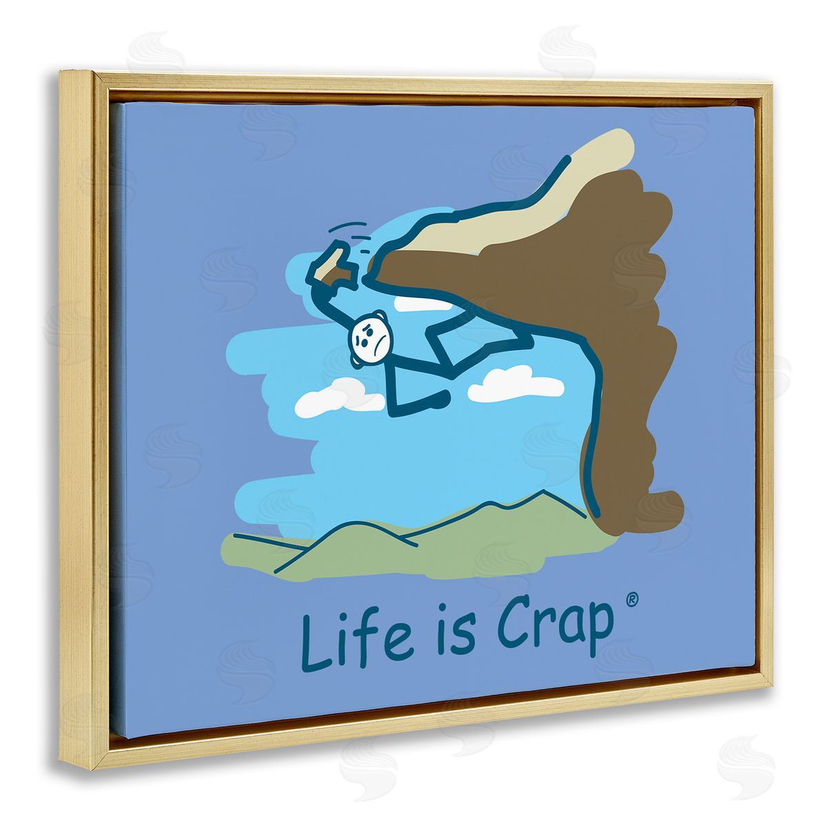 LIC Falling Rock Climber Gold Floating Frame Canvas Wall Art Print