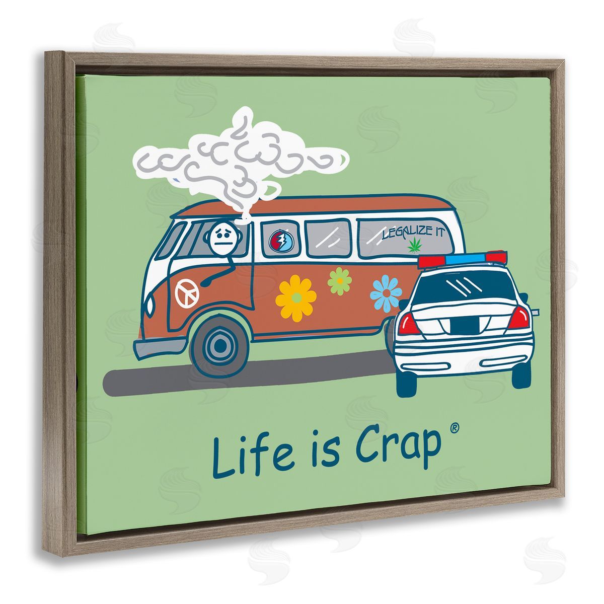 LIC Caught Van Smoking Brown Floating Frame Canvas Wall Art Print