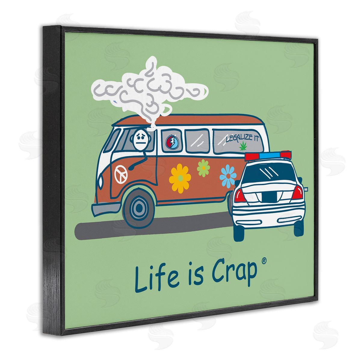 LIC Caught Van Smoking Black Framed Giclee Wall Art Print