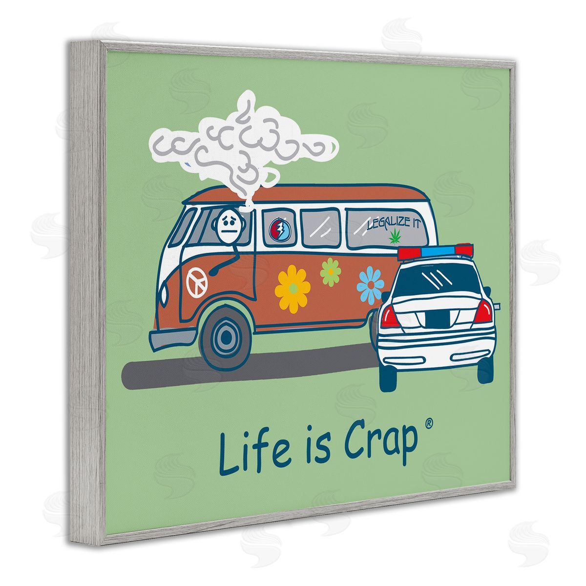 LIC Caught Van Smoking Gray Framed Giclee Wall Art Print