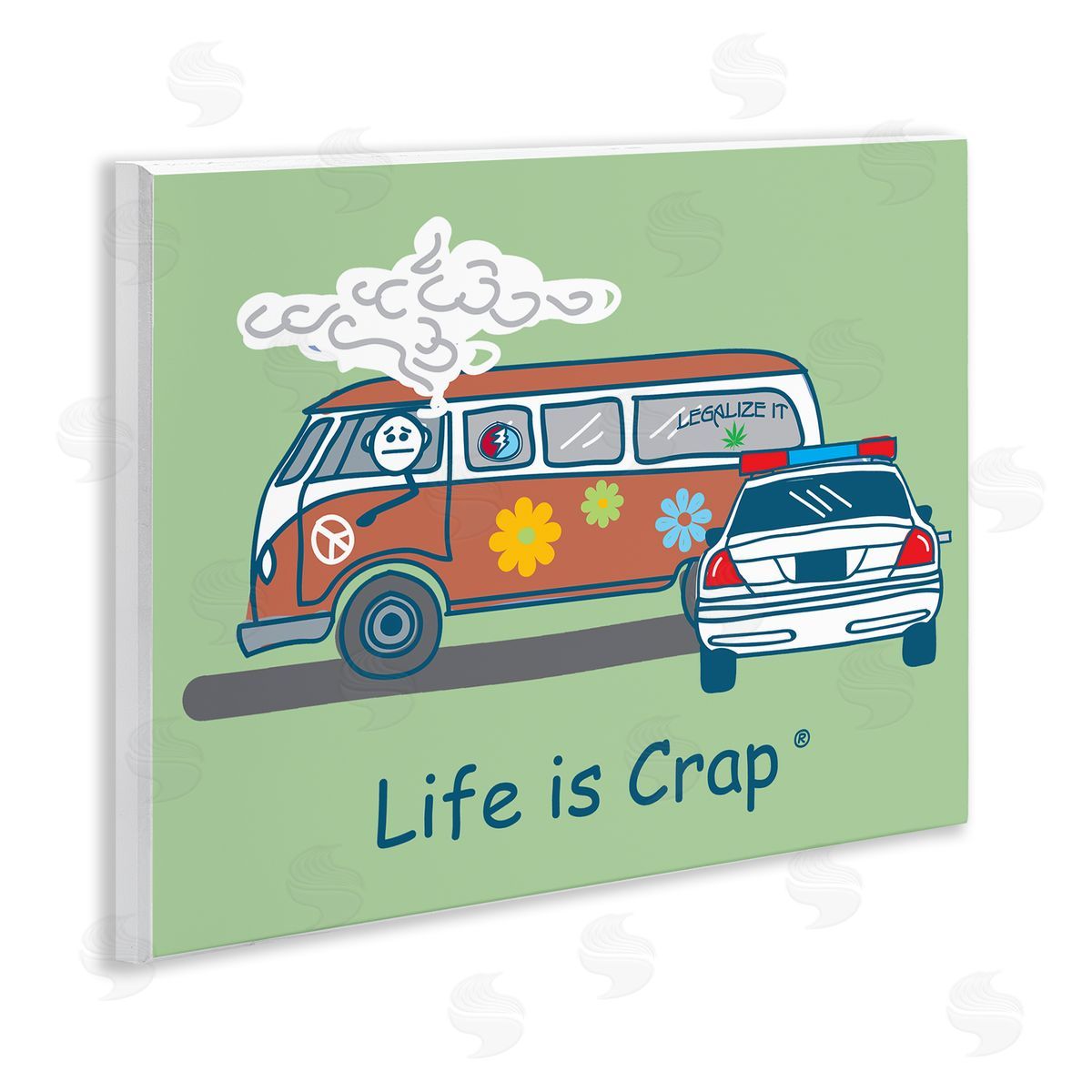 LIC Caught Van Smoking Wooden Wall Plaque Art Print