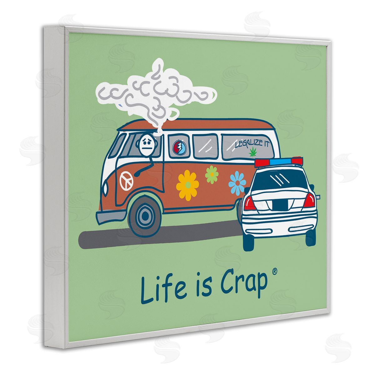 LIC Caught Van Smoking White Framed Giclee Wall Art Print